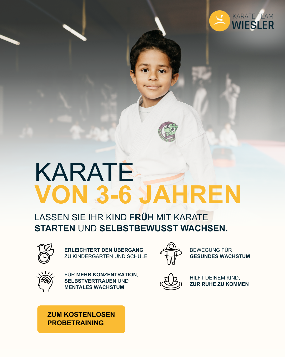 Karate Team Wiesler Facebook ad: Jetzt freie Plätze sichern.