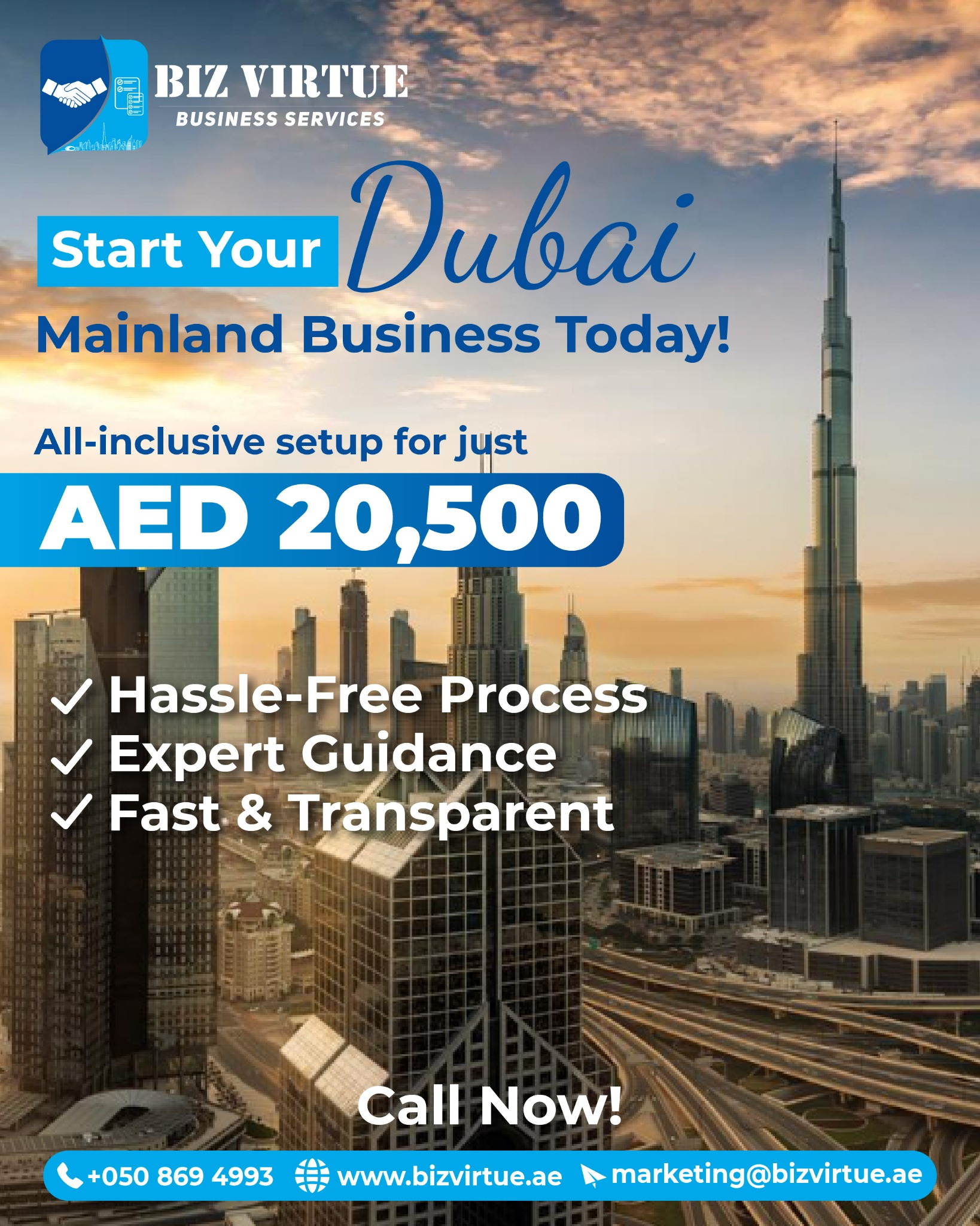 Biz Virtue Business Service Facebook ad: Dubai Mainland Setup AED 20,500