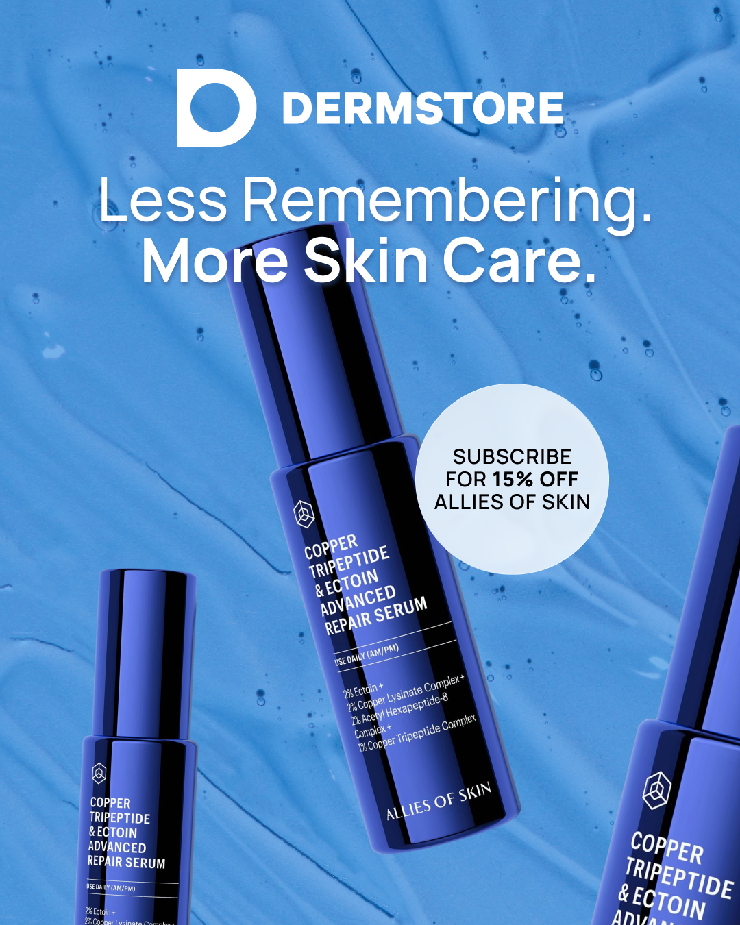 Dermstore Facebook ad: Never Run Out Again
