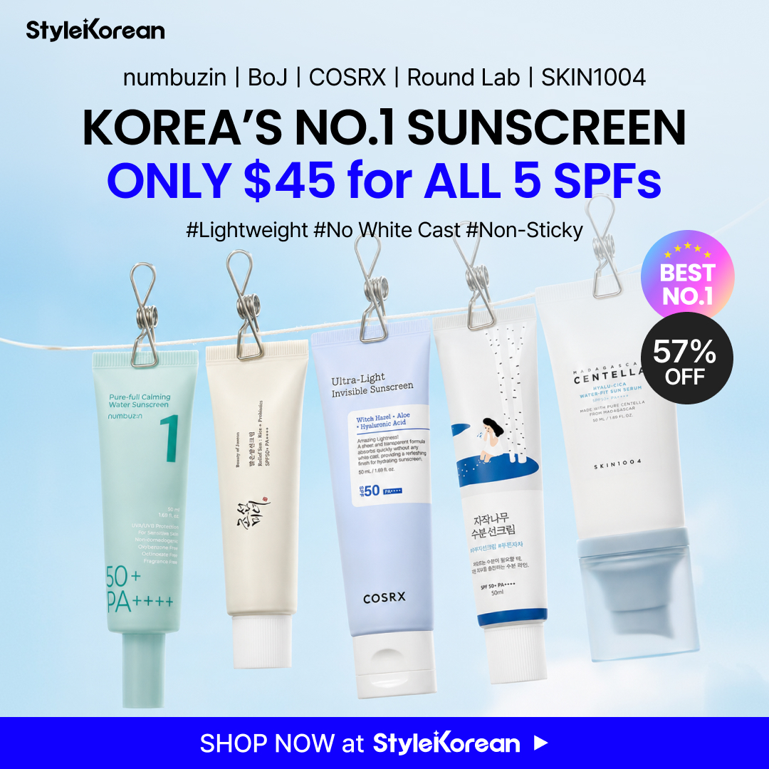 StyleKorean Facebook ad: Top 5 Korean Sunscreens Bundle, Only $45