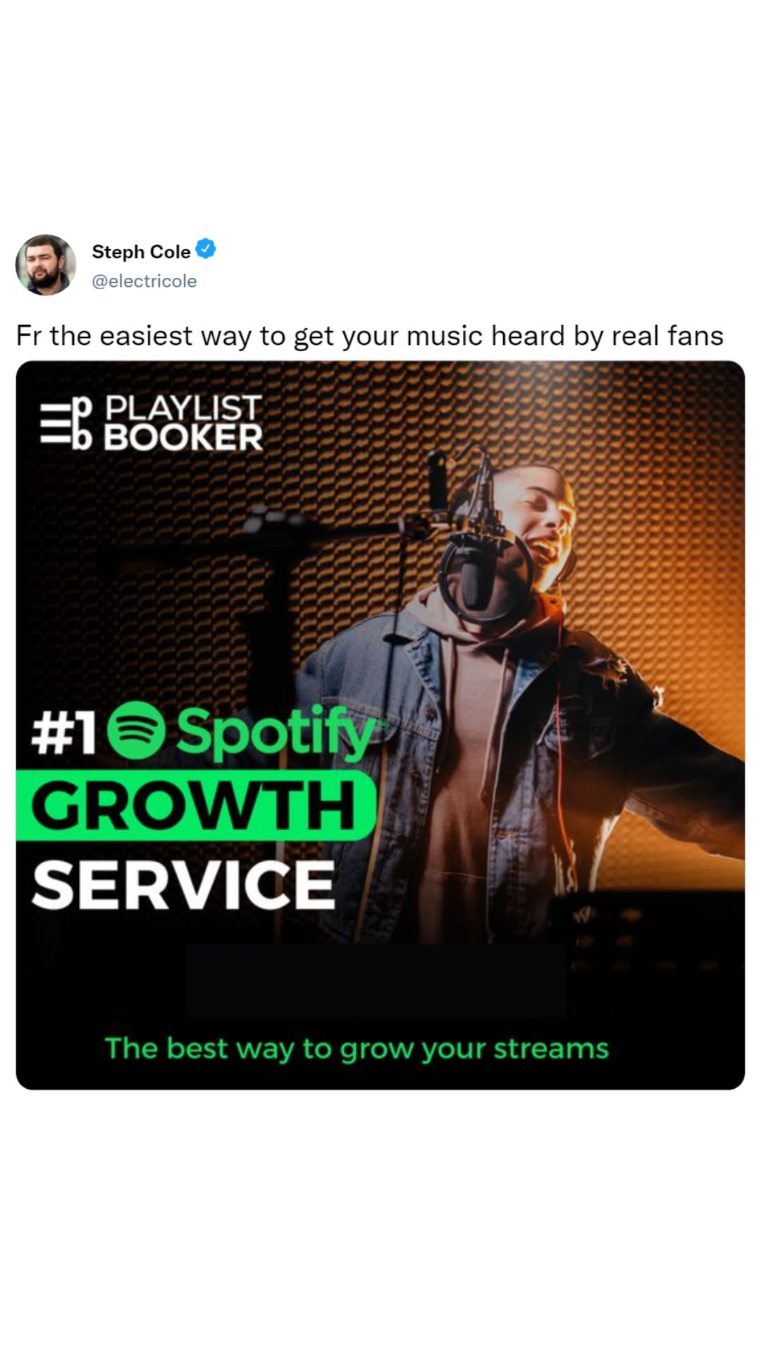 Playlist Booker Facebook ad