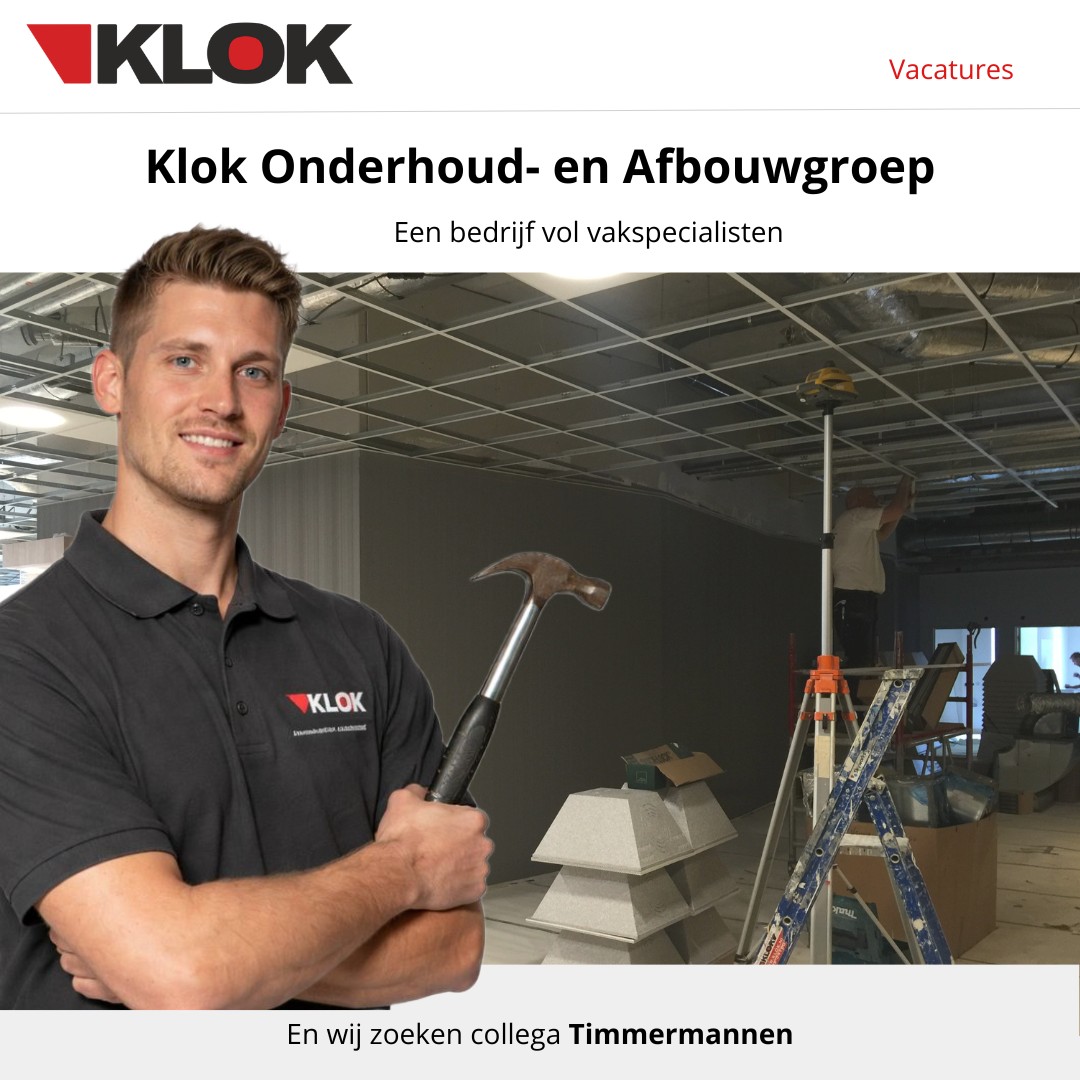 Klok Onderhoud- en Afbouwgroep BV Facebook ad: Vacature timmerman