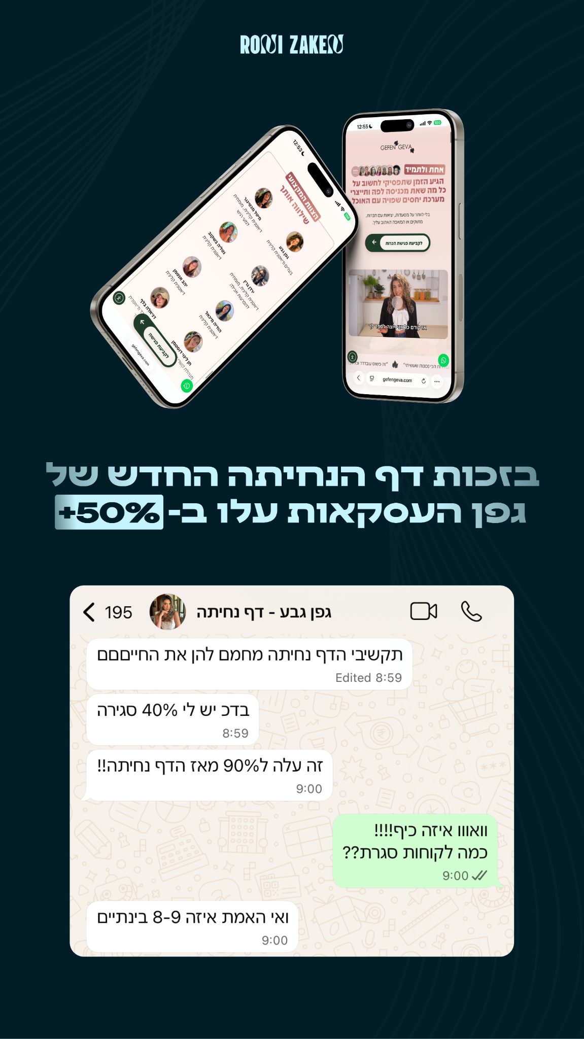 רוני זקן • דפי נחיתה פרימיום לעסקים Facebook ad: בזכות דף הנחיתה החדש של גפן המכירות עלו ב- 50%+