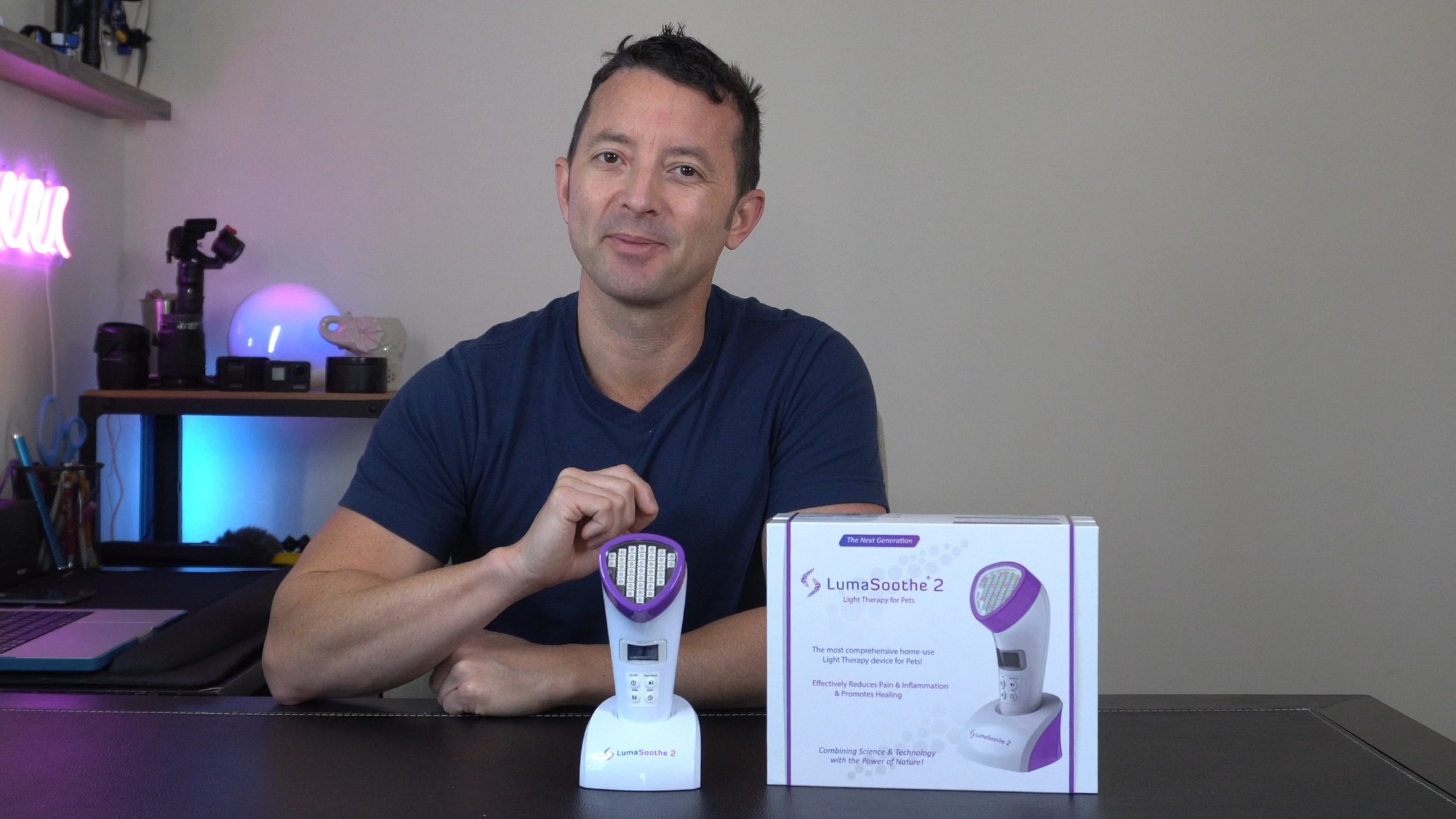 LumaSoothe Facebook ad: Giving light therapy treatments to your pets with…