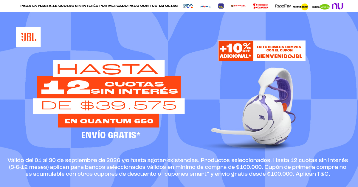 JBL Colombia Facebook ad: Hasta 12 cuotas sin interés*