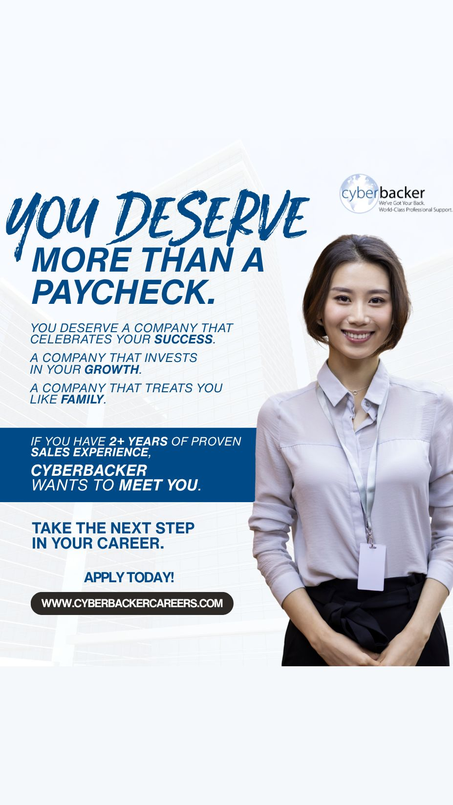 Cyberbacker Careers Facebook ad: We’re hiring Growthbackers (Sales)!