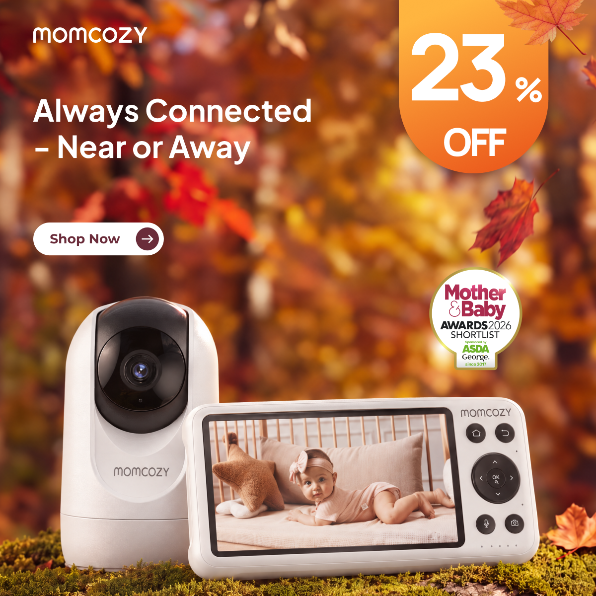 Momcozy Facebook ad: 23% OFF: Dual-Mode Monitor