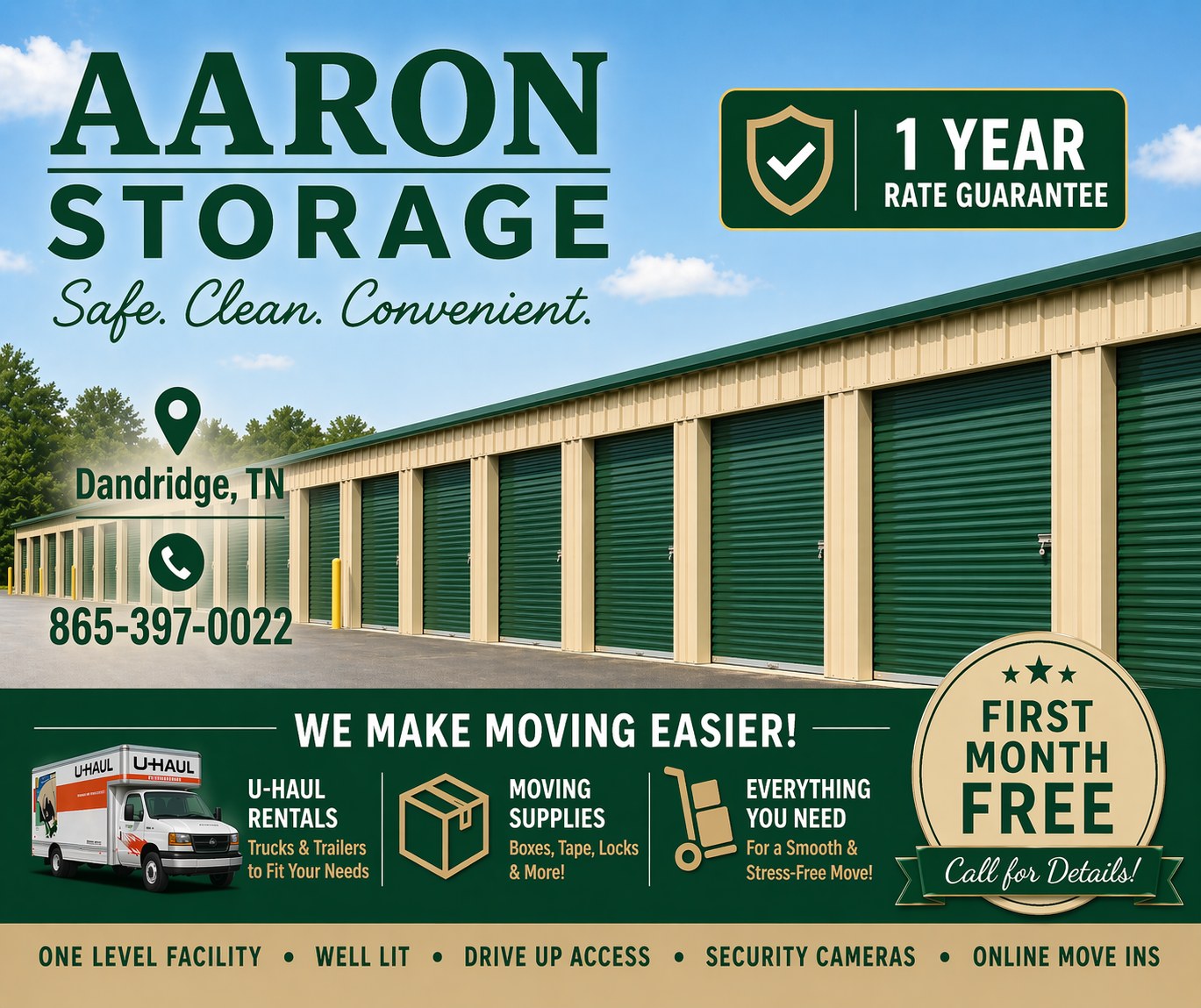 Aaron Self Storage Facebook ad from Apr 28, 2026