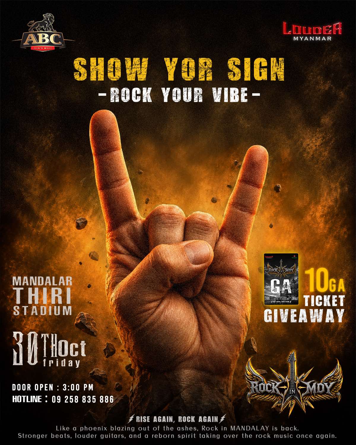 Rock in Mandalay Facebook ad: SHOW YOUR SIGN - ROCK YOUR VIBE!