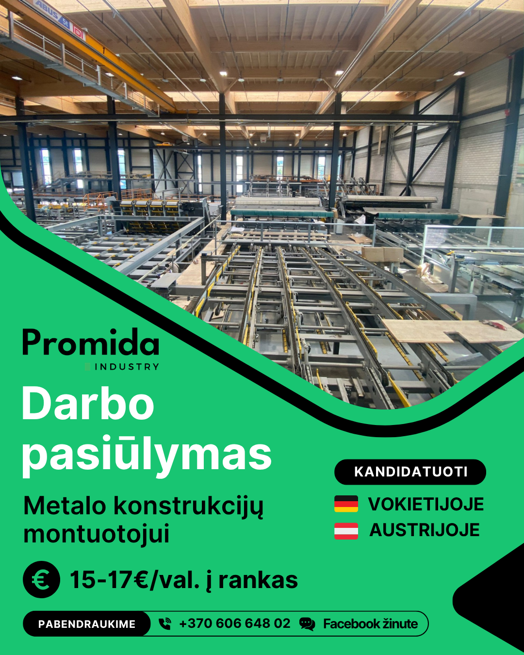 Promida Industry Facebook ad: Kandidatuoti darbui