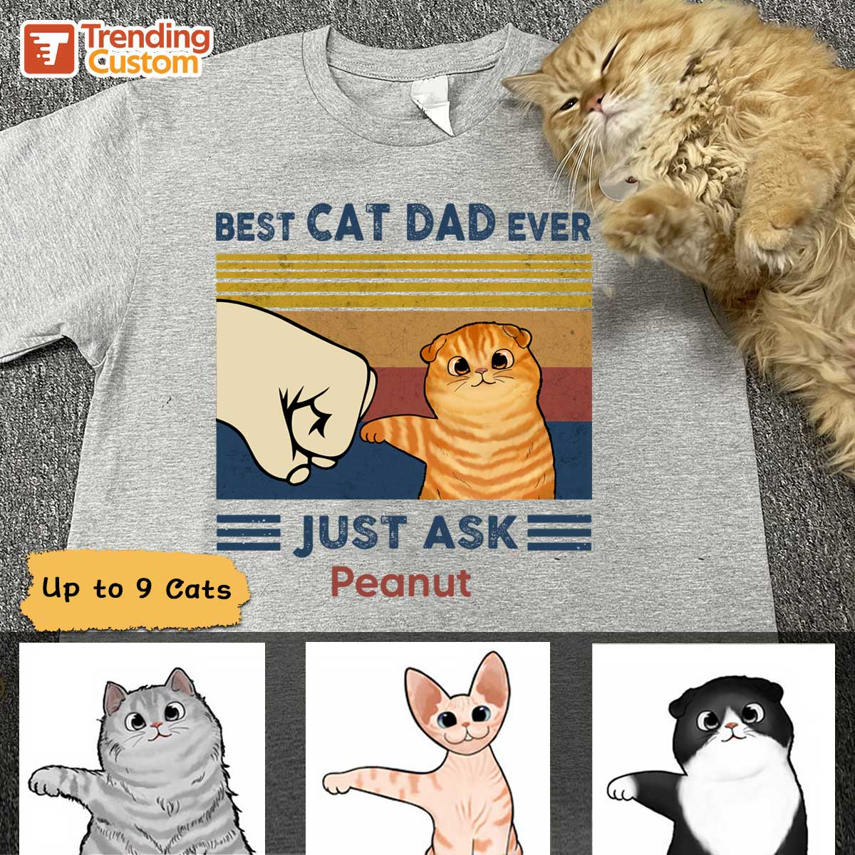 Custom Pet Gifts Facebook ad: Father’s Day 2025 Gift for Cat Dads - Custom Cat Fist Bump…