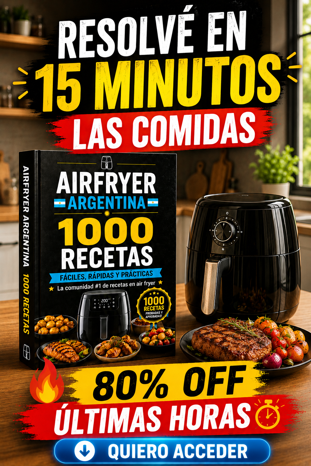 Recetas Air Fryer Argentina Facebook ad: Convertí tu Air Fryer en tu cocina principal Últimas horas…