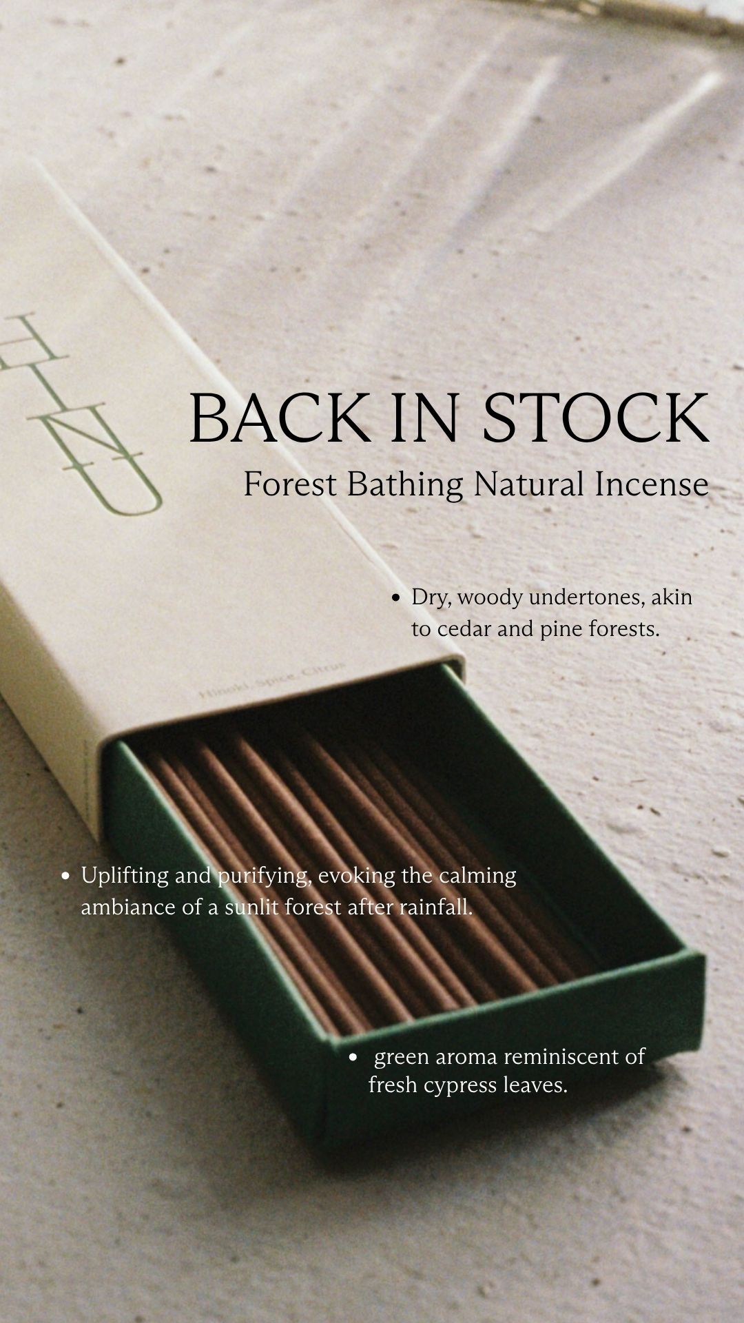 HINU Facebook ad: Forest Bathing Incense is back