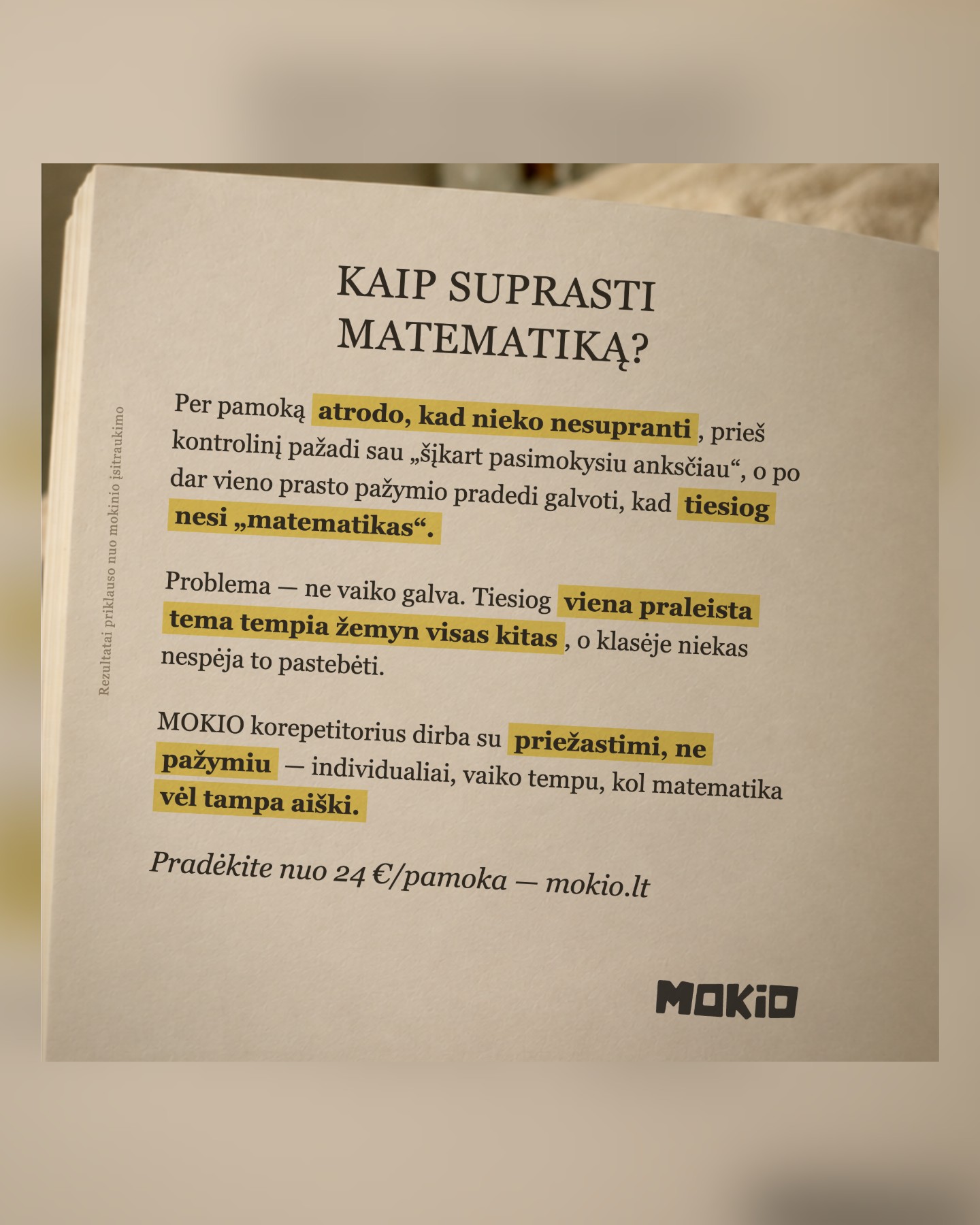 MOKIO Facebook ad: Padėkite suprasti matematiką