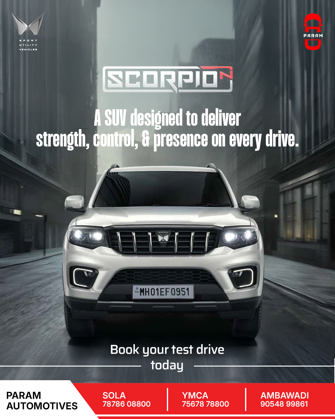 Param Automotive Mahindra Facebook ad: Book Your Test Drive Today