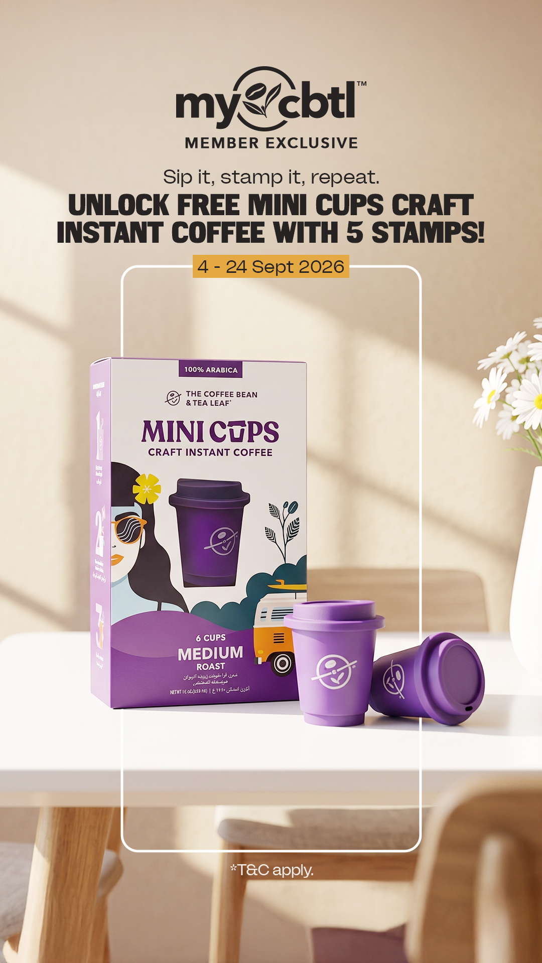 The Coffee Bean & Tea Leaf - Malaysia Facebook ad: 5 Stamps to a FREE Mini Cups Craft Instant Coffee!