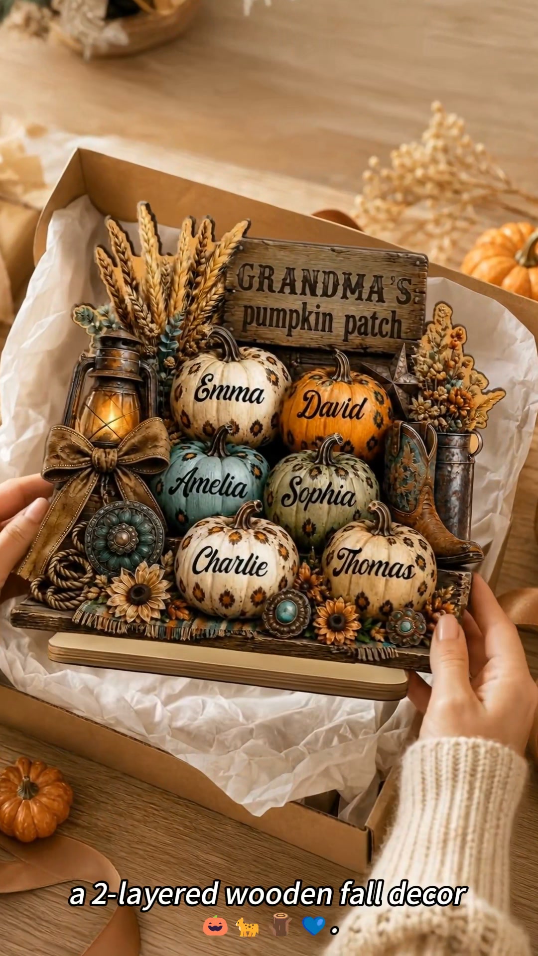 Pawesome House Custom Gifts Facebook ad: Grandma's Pumpkin Patch, A Western Fall Plaque That…
