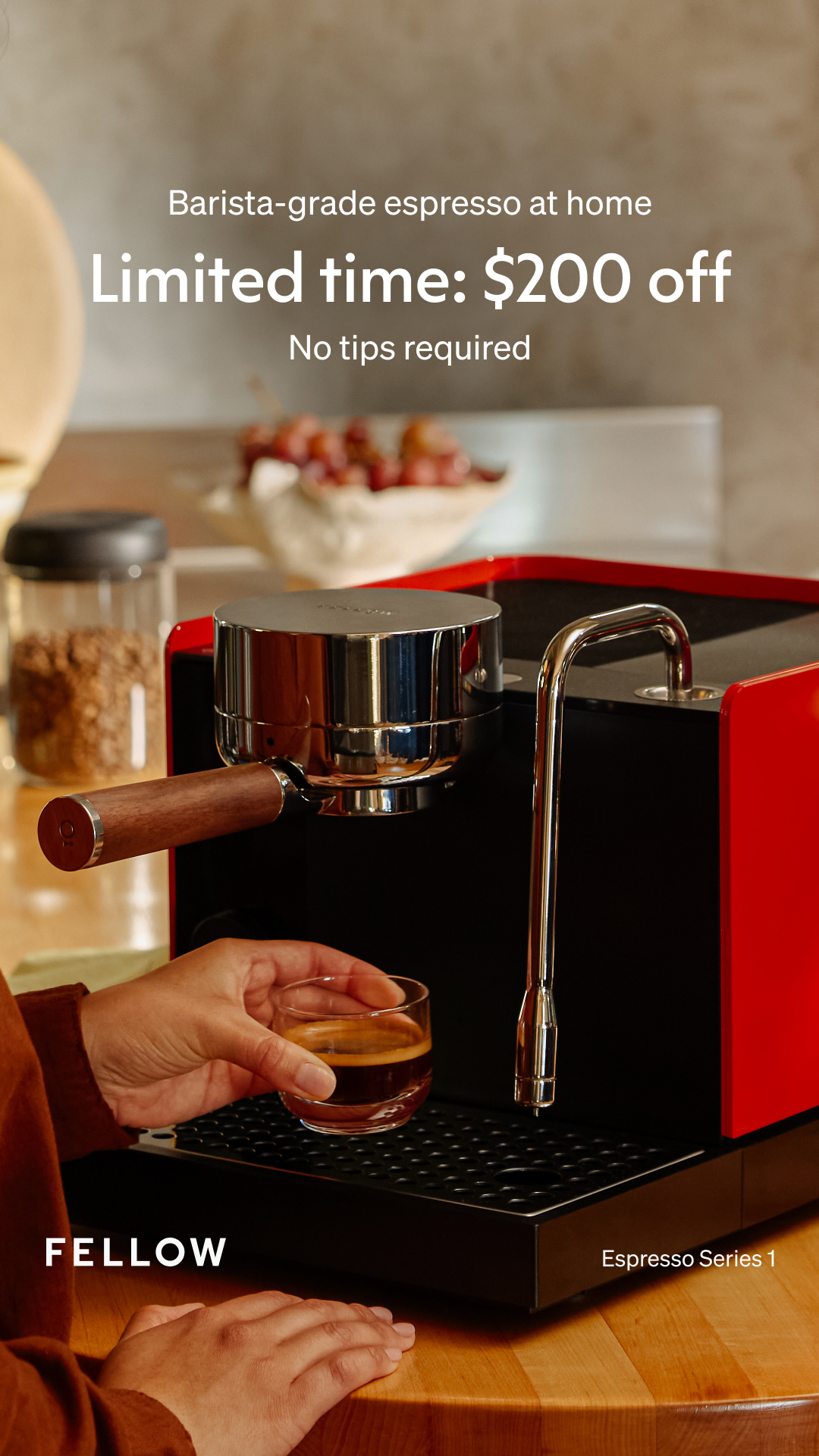 Fellow Facebook ad: $200 off Espresso Series 1