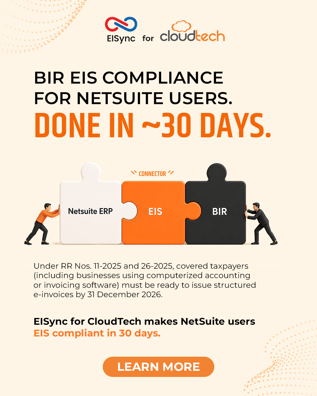 CloudTechERP Facebook ad: Get Your NetSuite BIR EIS-Ready in 30 Days
