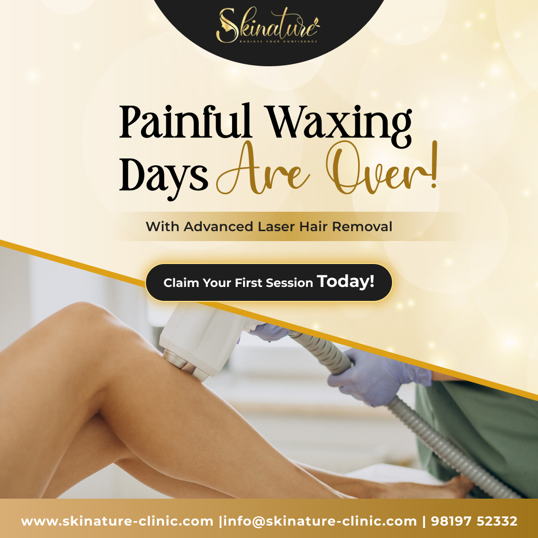 Skinature Clinic Facebook ad: Stop torturing your skin with waxing.