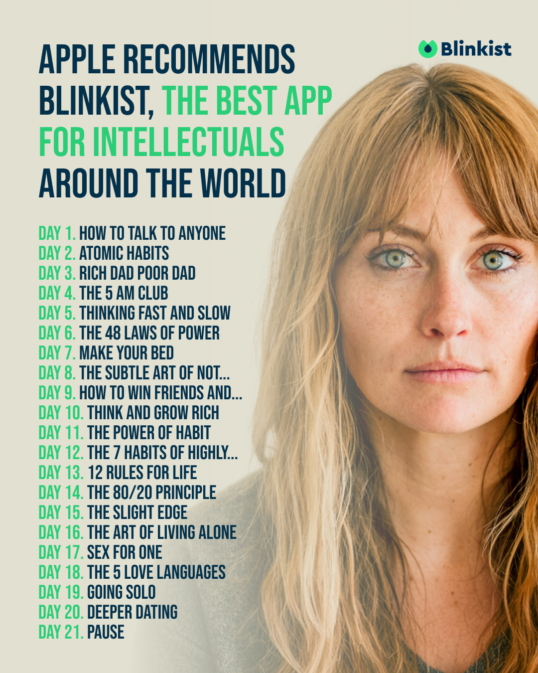 Blinkist Facebook ad: Apple Recommends Blinkist, The Best App For Intellectuals…