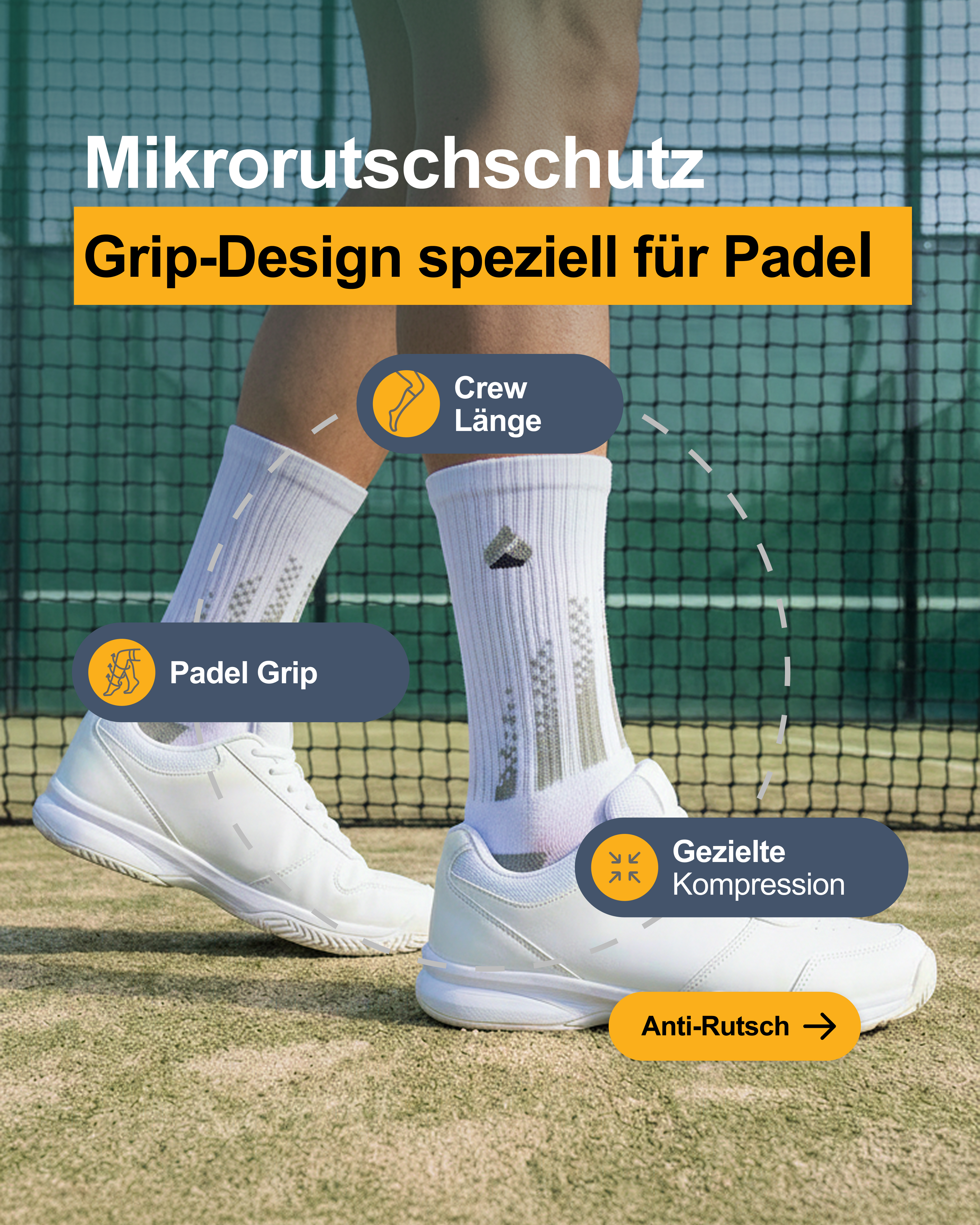Active Rock Facebook ad: Padel Socken, Mikrorutschschutz, Anti-Blasen & Geruchsfrei