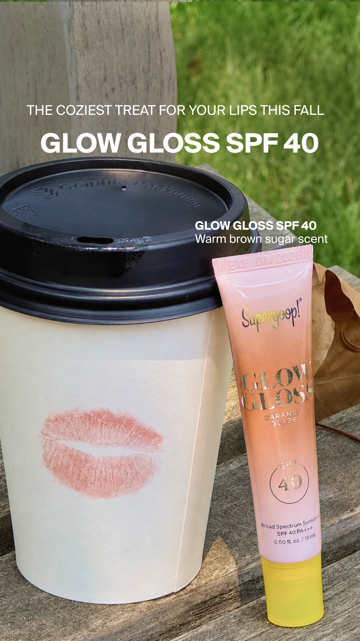 Supergoop Facebook ad: Supergoop! Glow Gloss SPF 40 Lip Balm