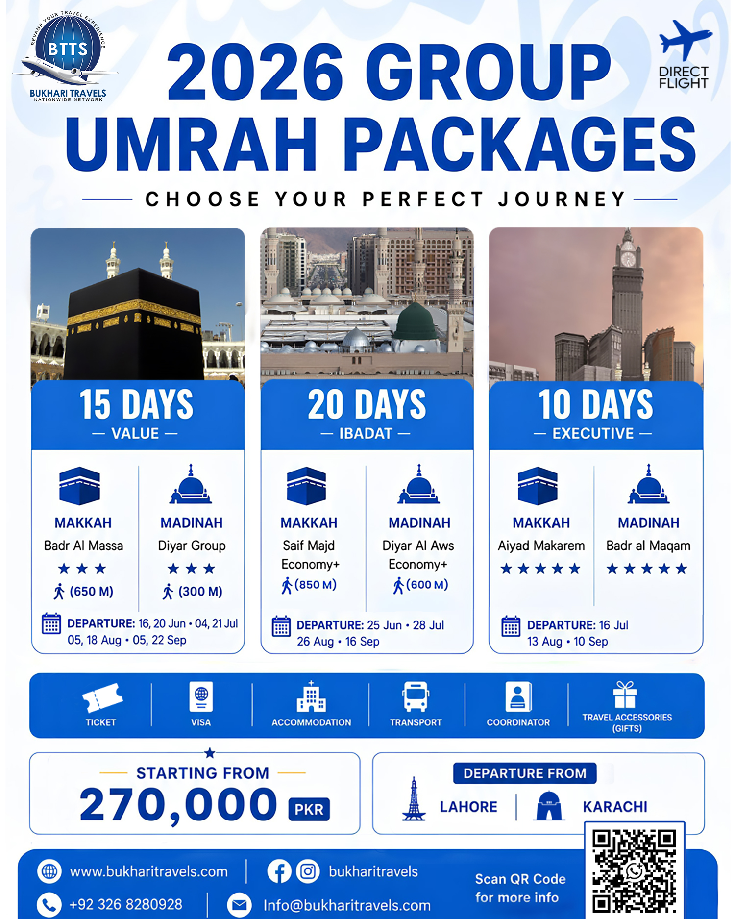 Bukhari Travels - - Holy Land: Hajj & Umrah Services Facebook ad: At Bukhari Travels, we ensure your journey to…