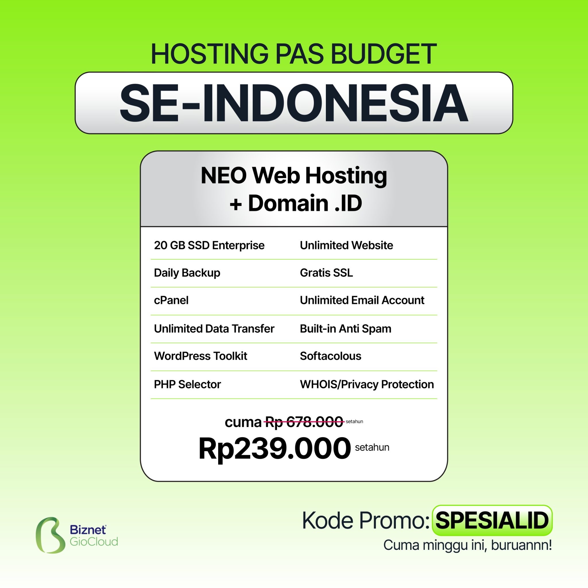 Biznet Gio Cloud Facebook ad