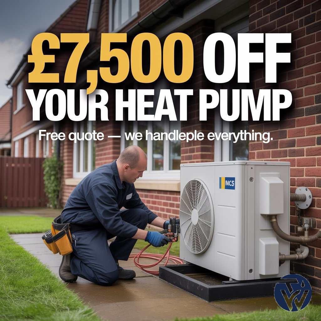 TW Plumbing & Heating Facebook ad: £7,500 Off Your Heat Pump