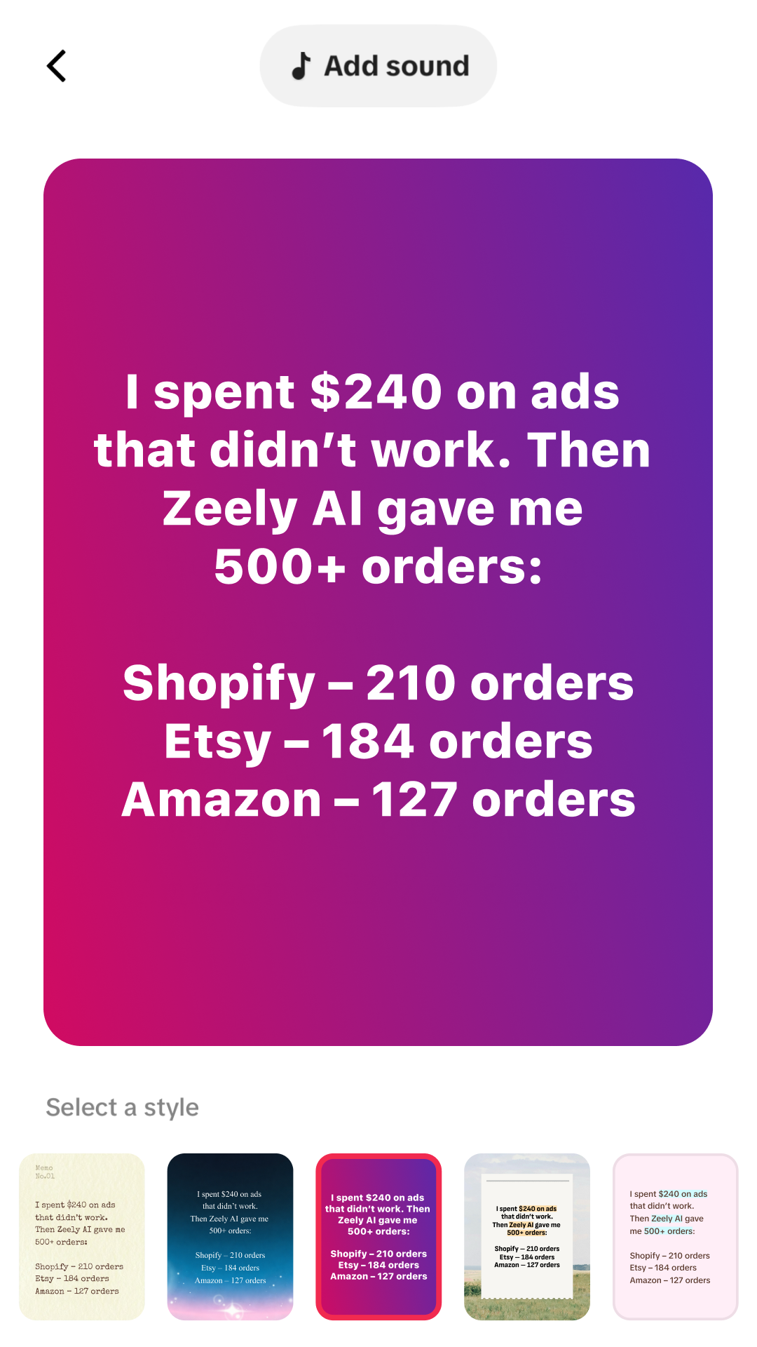 Zeely Facebook ad