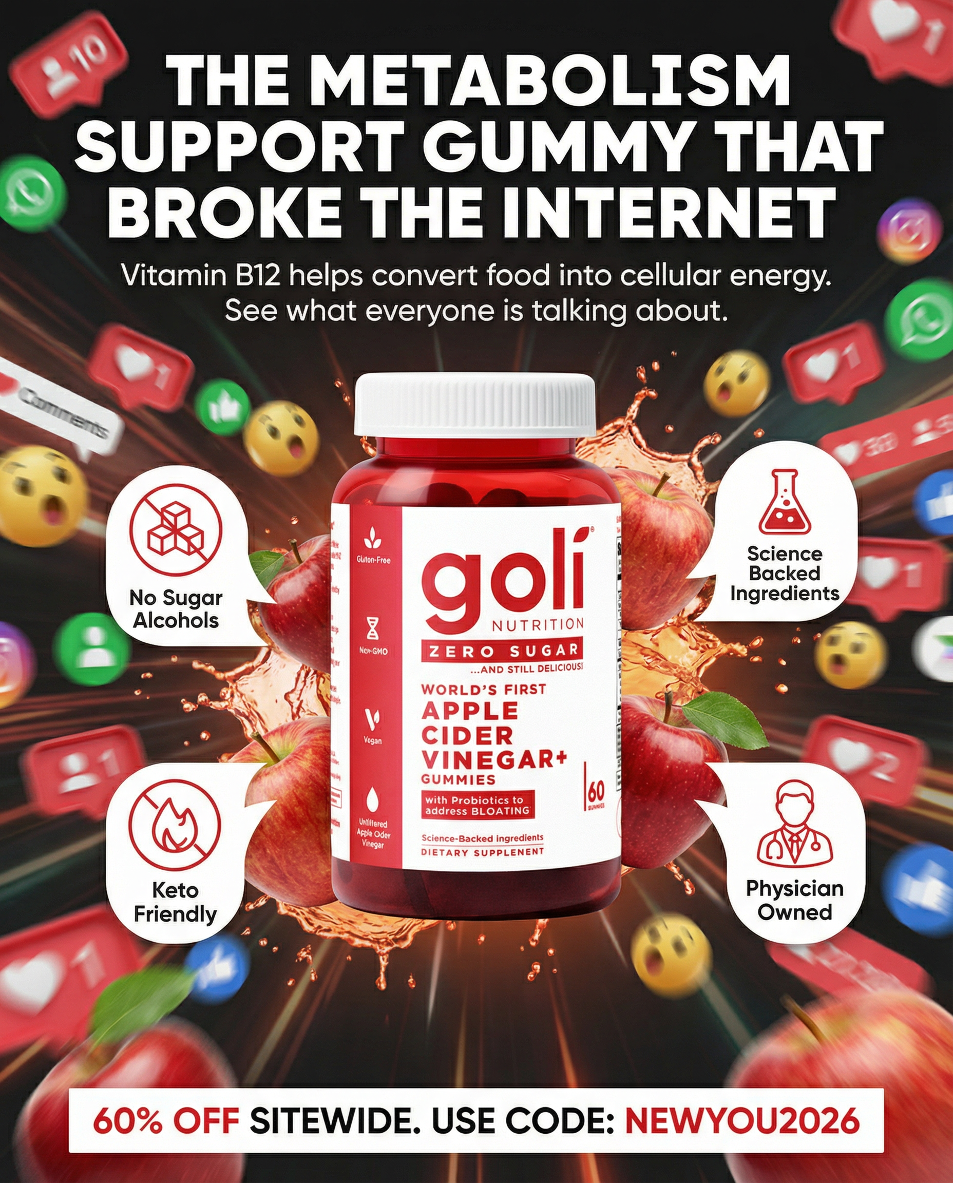 Goli Facebook ad: CODE: NEWYOU2026 - 60% OFF! Buy a Bundle Now! Free Shipping