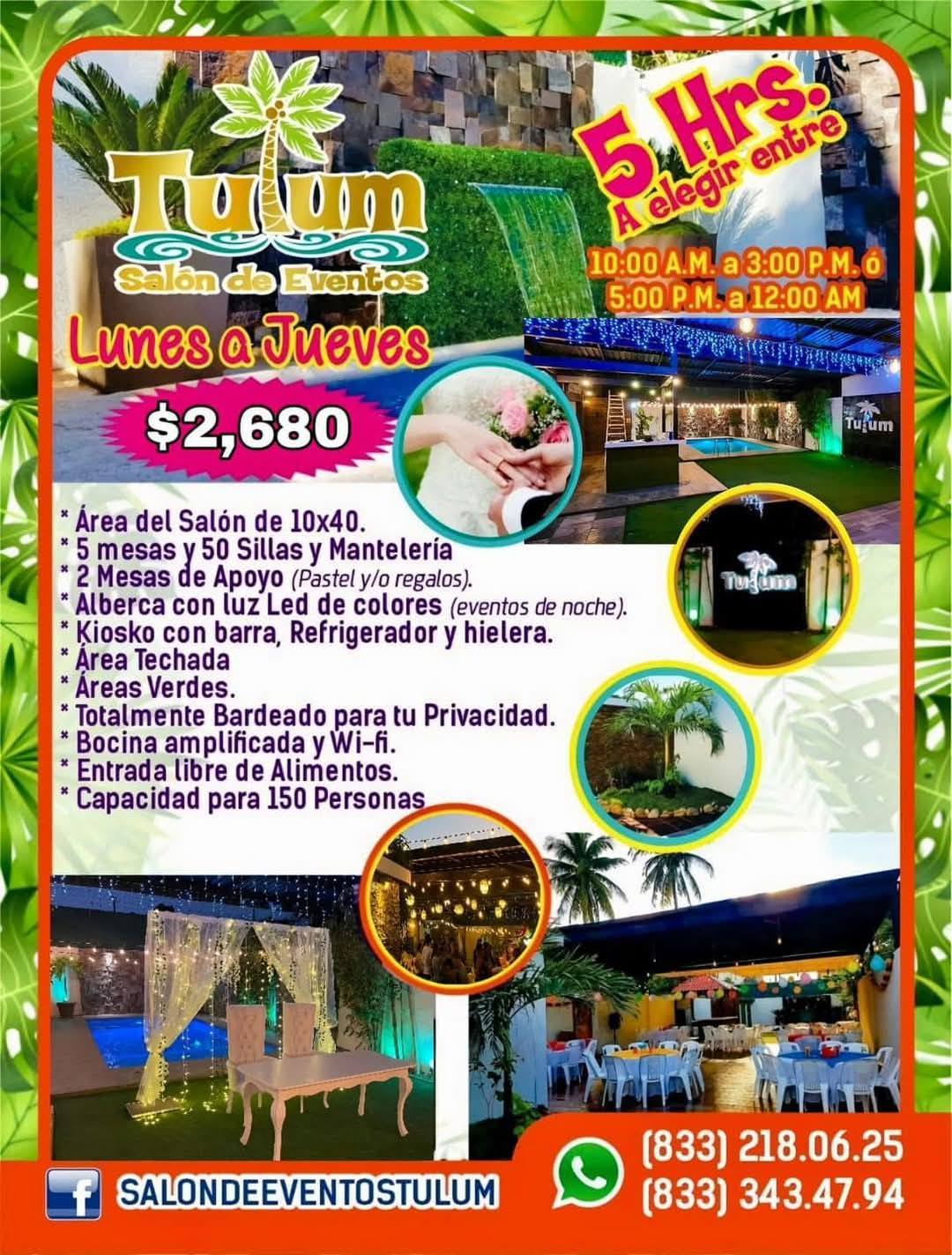Salon de Eventos TULUM Facebook ad: ๐๐๐ง๐๐ฆ๐จ๐ฌ ๐๐๐ช๐ฎ๐๐ญ๐๐ฌ ๐๐๐ฌ๐๐ $๐,๐๐๐