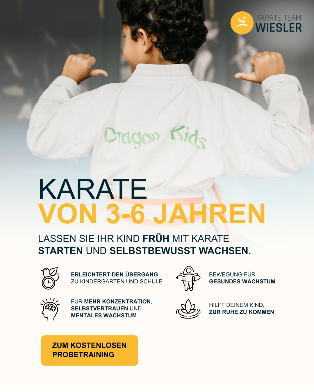 Karate Team Wiesler Facebook ad: Jetzt freie Plätze sichern.