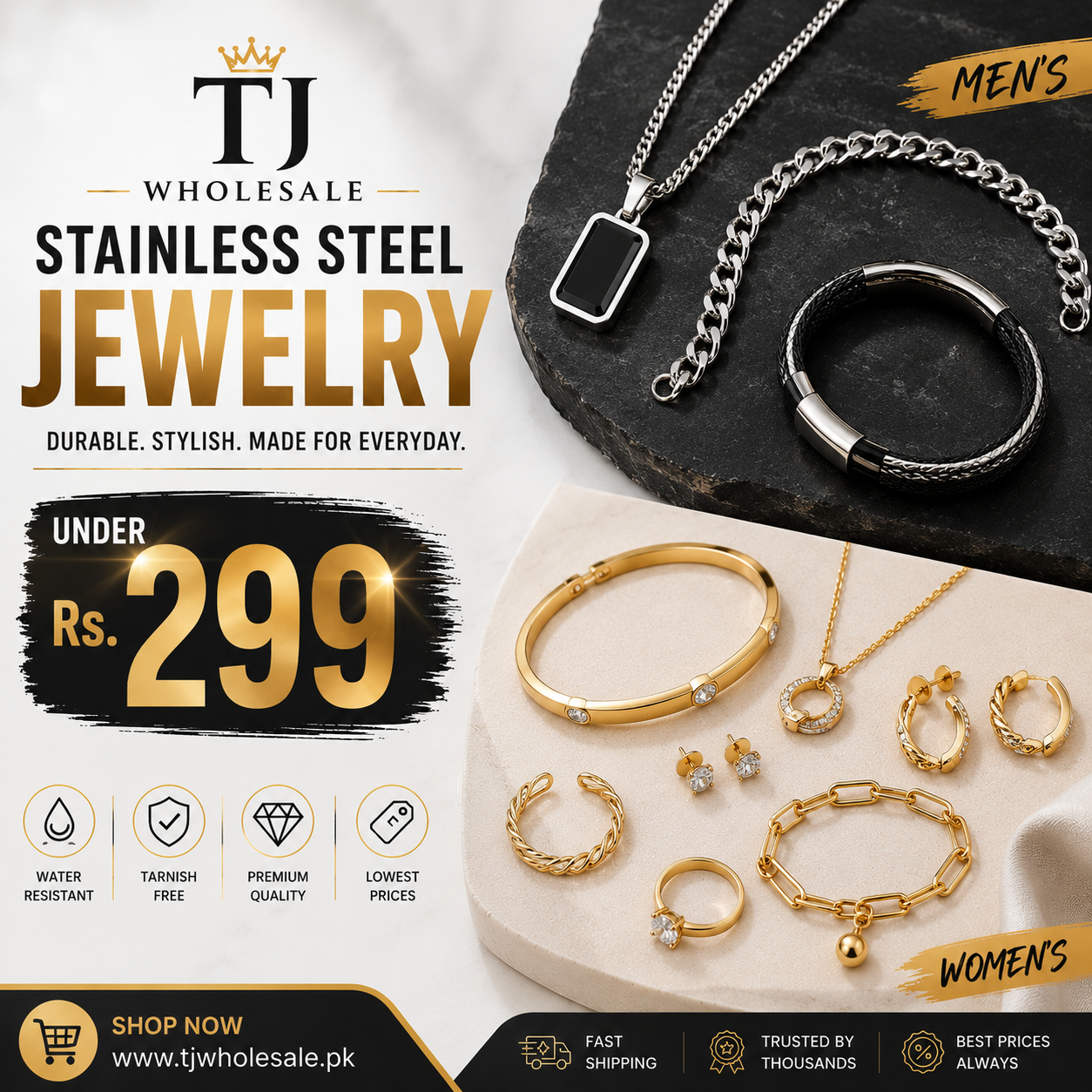 TJ Wholesale Jewelry Facebook ad: Rs. 299 & below