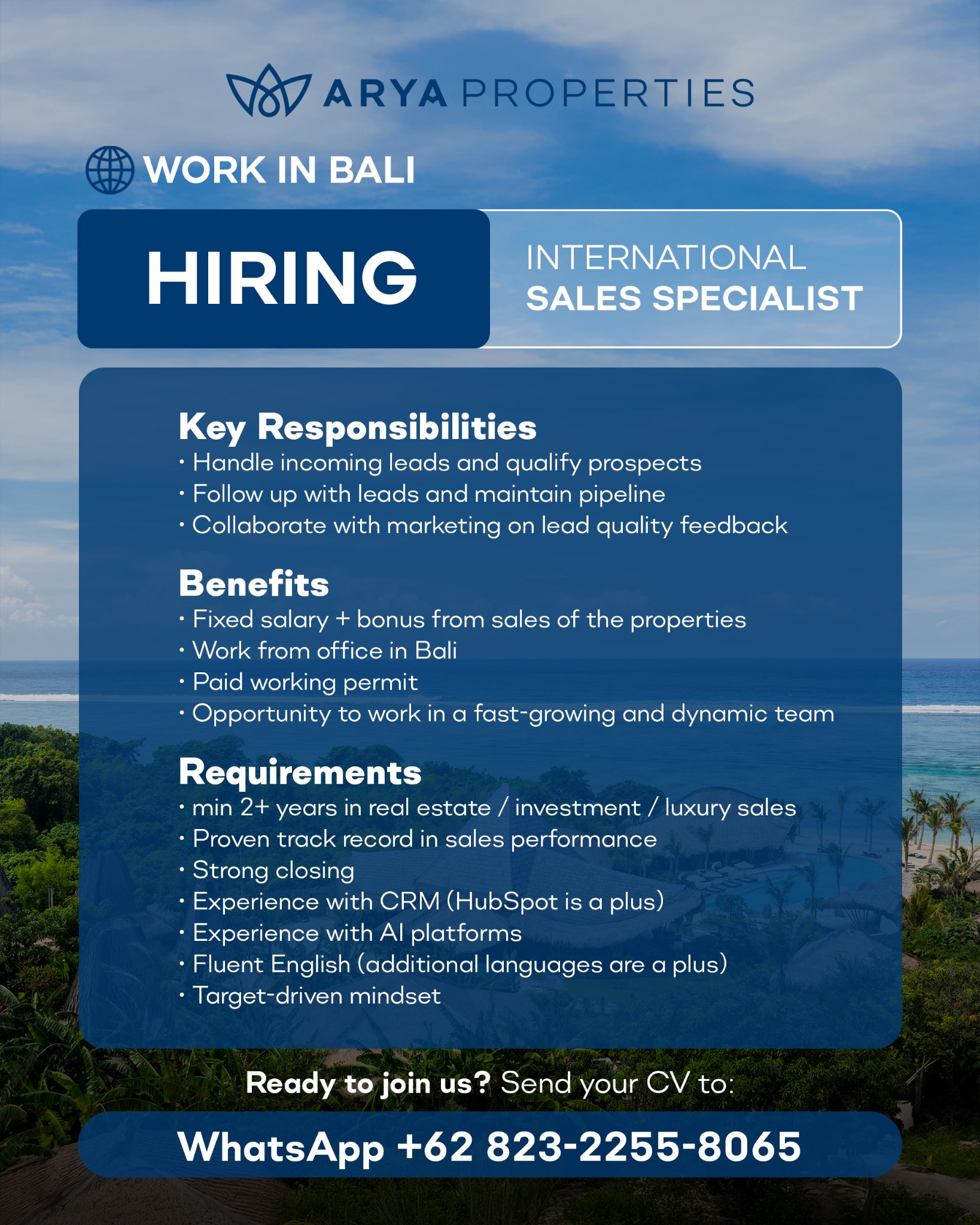 ARYA Properties Facebook ad: Hiring Sales!