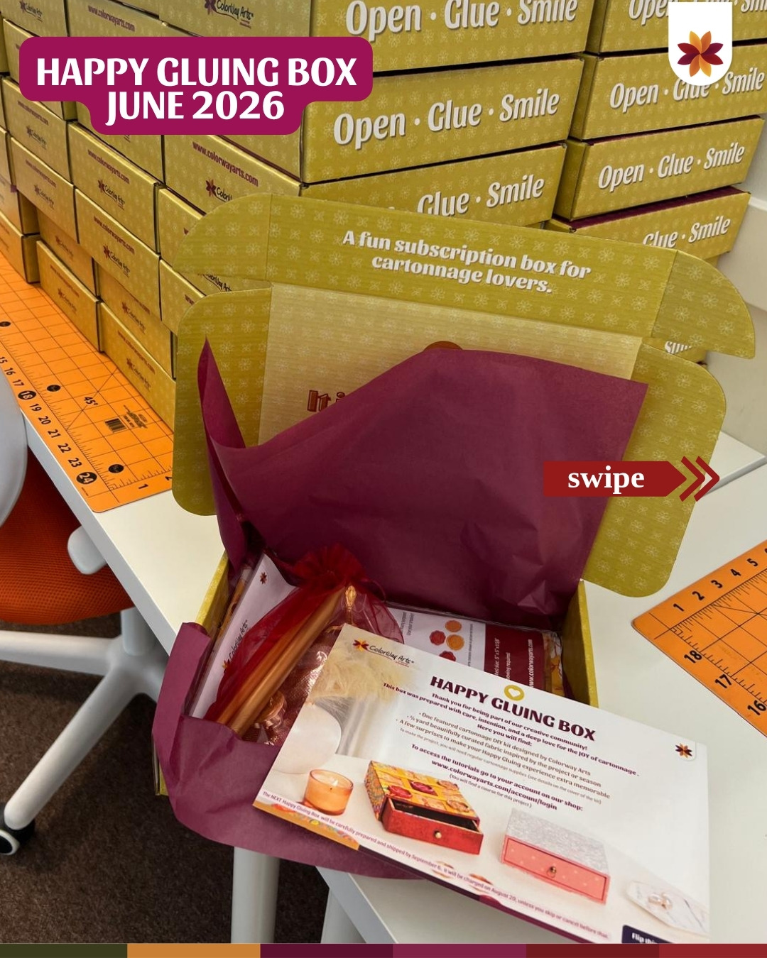 ColorWay Arts Facebook ad: Last week, we shipped our newest Happy Gluing…