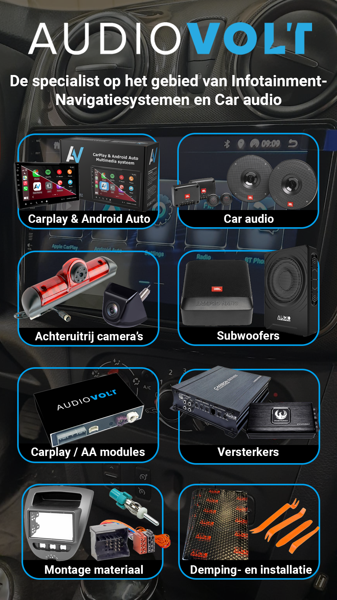 Audiovolt Facebook ad: Ontdek CarPlay & Android Auto