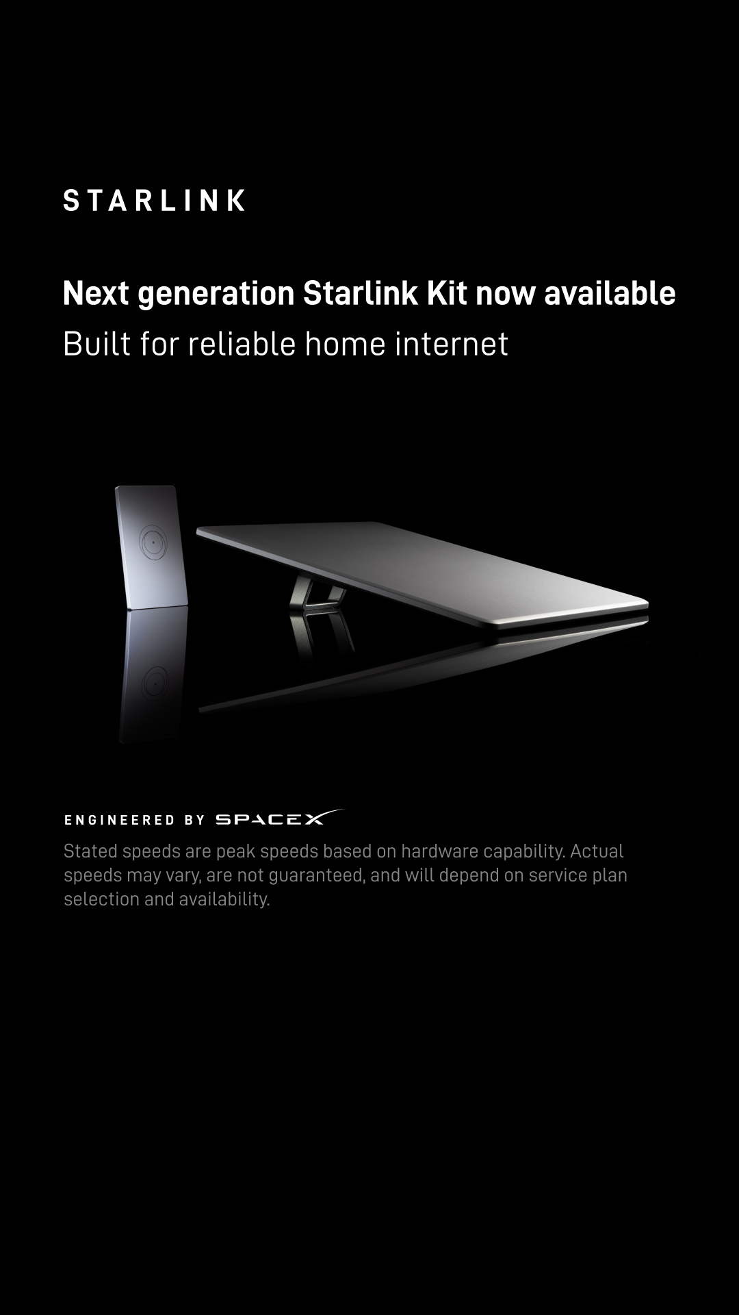 Starlink Facebook ad: Available in select areas.