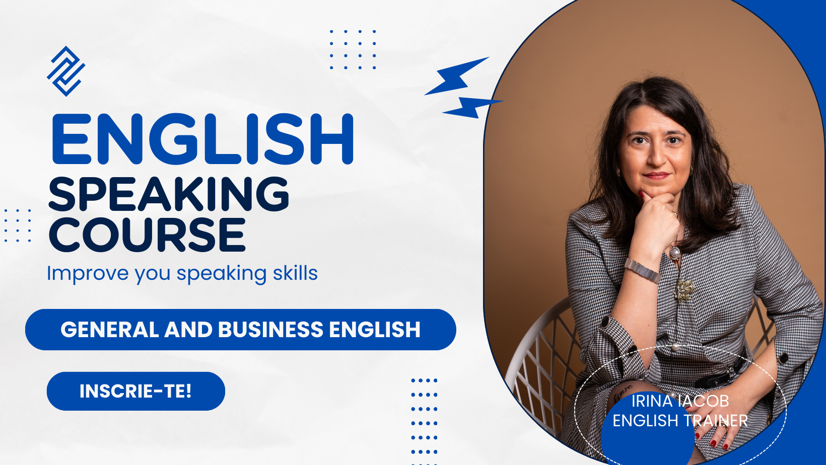Irina Iacob - Life Coach & English trainer Facebook ad: Curs intensiv de Speaking