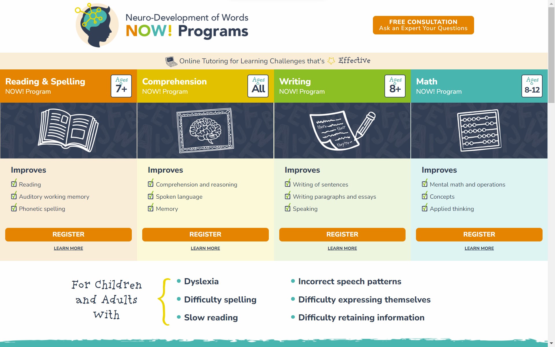 Neuro-development of Words - NOW Programs Facebook ad