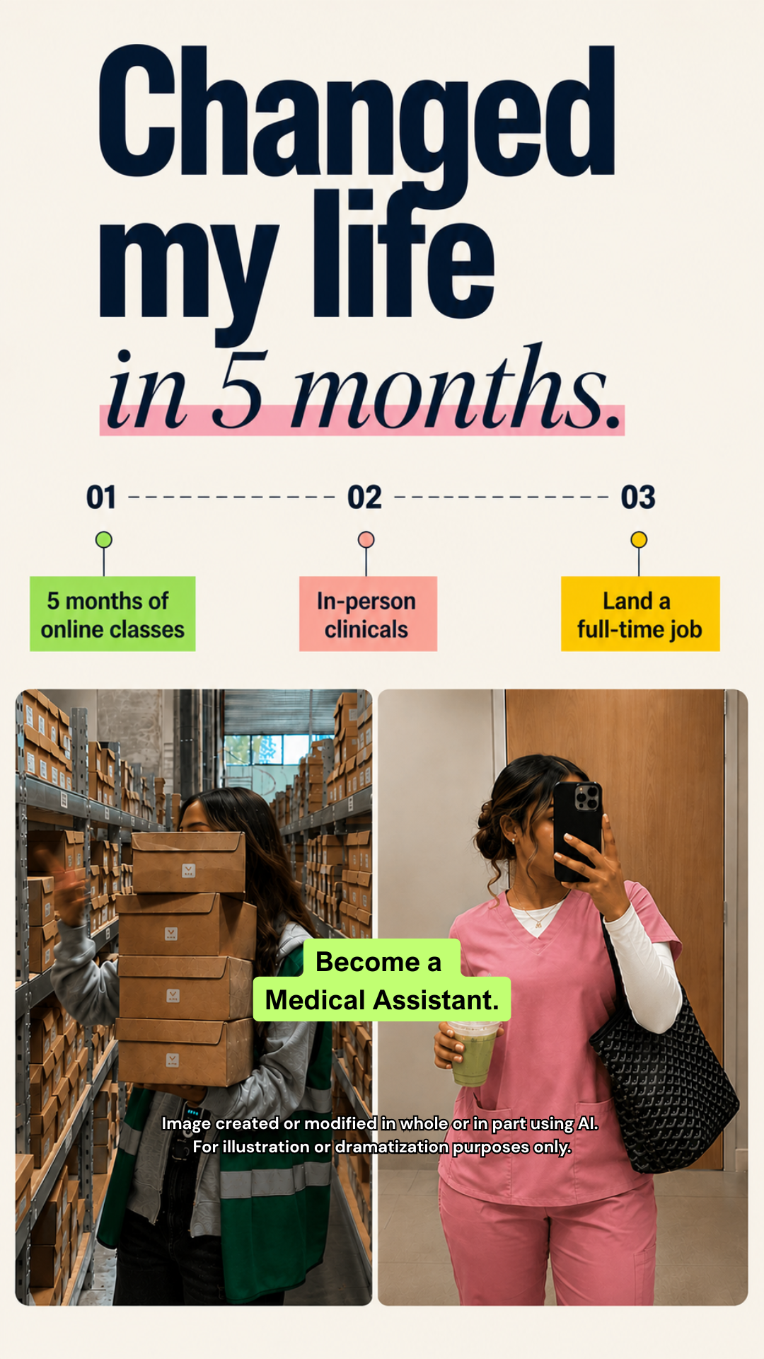 Stepful Facebook ad: Become a Medical Assistant Around Your Life