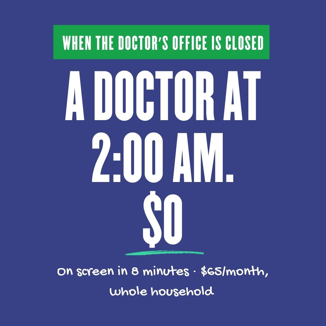 VURV Facebook ad: A doctor in 8 minutes. At 2am. $0.