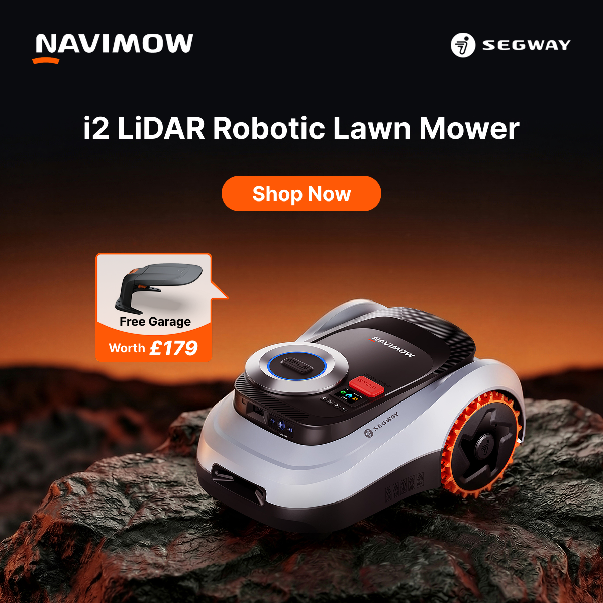 Segway Navimow Facebook ad: Navimow i2 LiDAR Robotic Lawn Mower, Drop and Mow. Tap and…