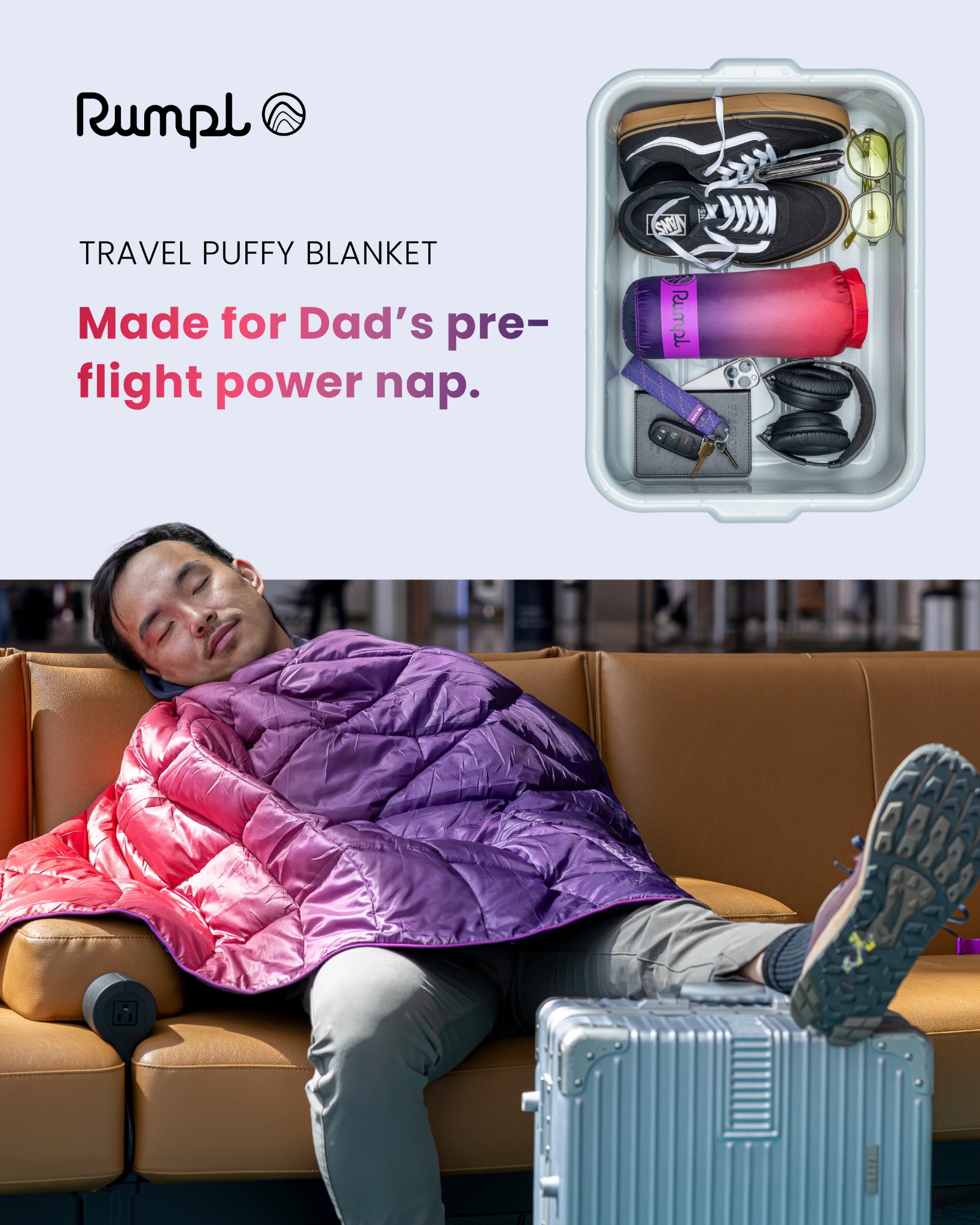 Rumpl Facebook ad: Comfort Meets Compact