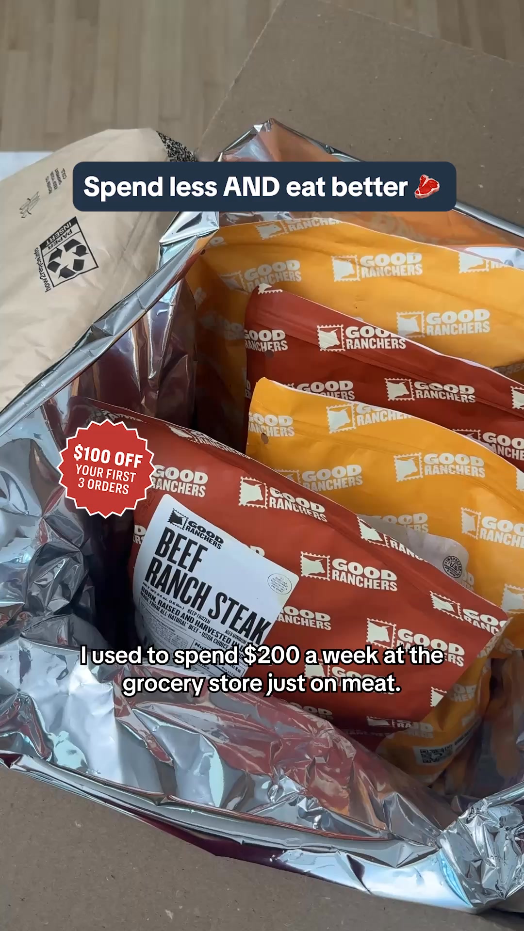 Good Ranchers Facebook ad: Premium Meats, Right At Home.