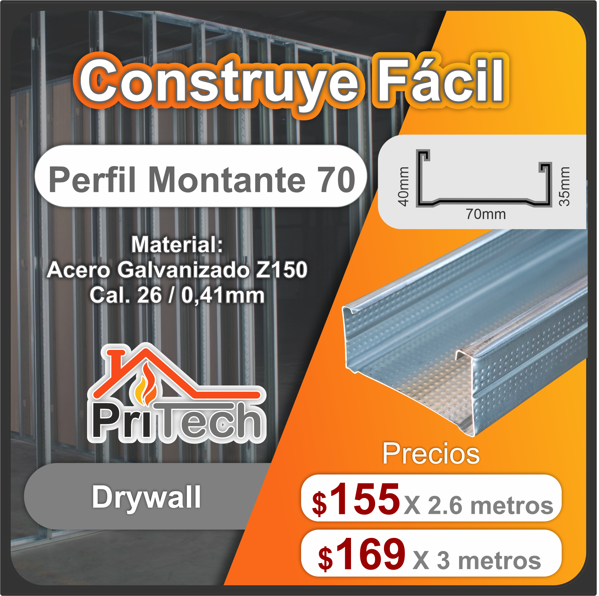 PriTech Facebook ad: ¿Pensando en renovar, dividir un ambiente o construir…