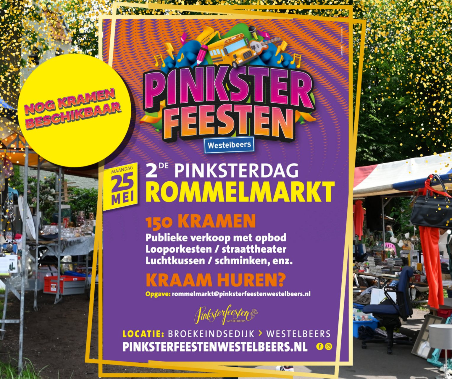 Pinksterfeesten Westelbeers Facebook ad: HUUR NU JE KRAAM!