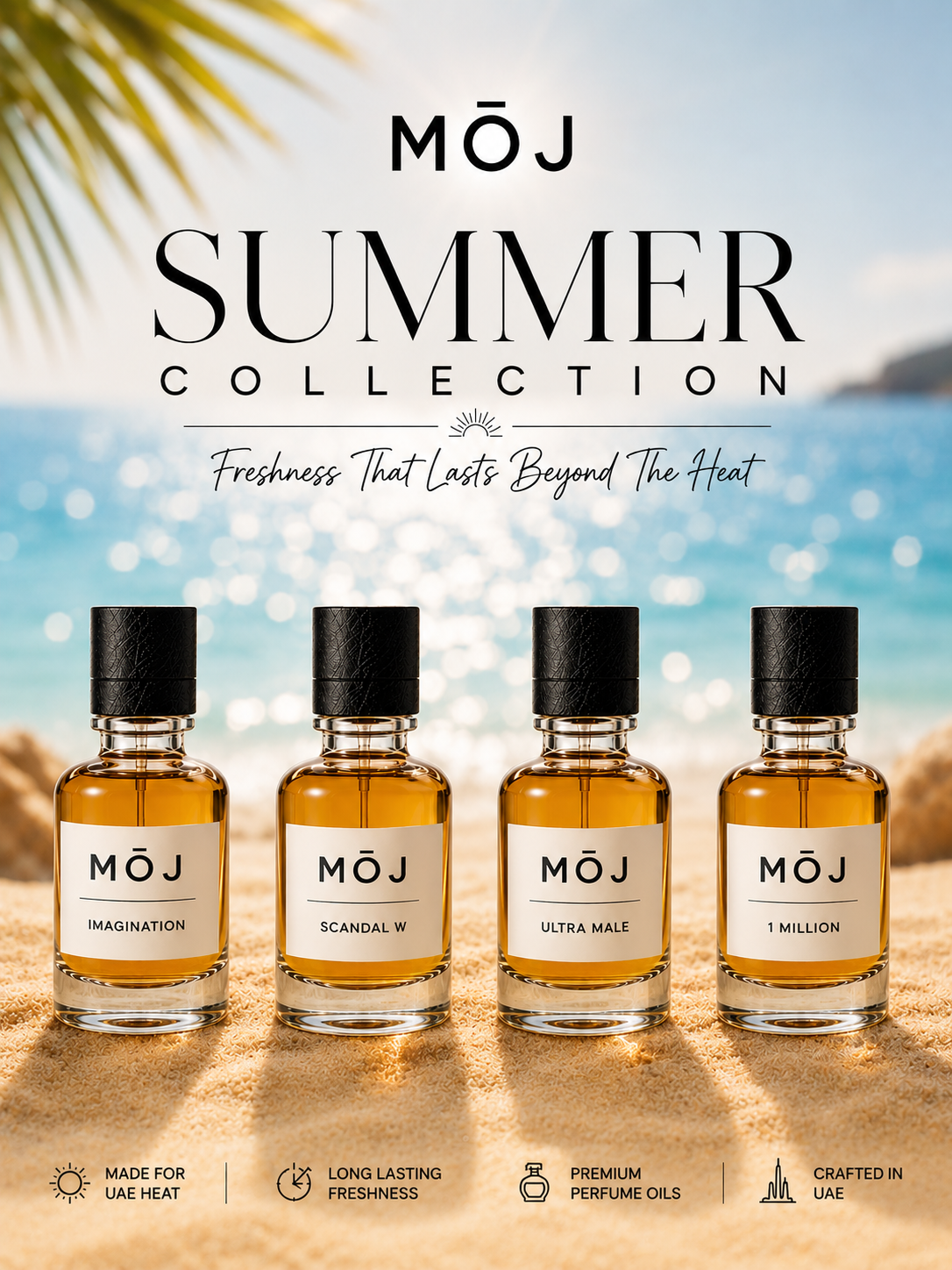 Moj perfumes UAE Facebook ad: UAE summer hits different.