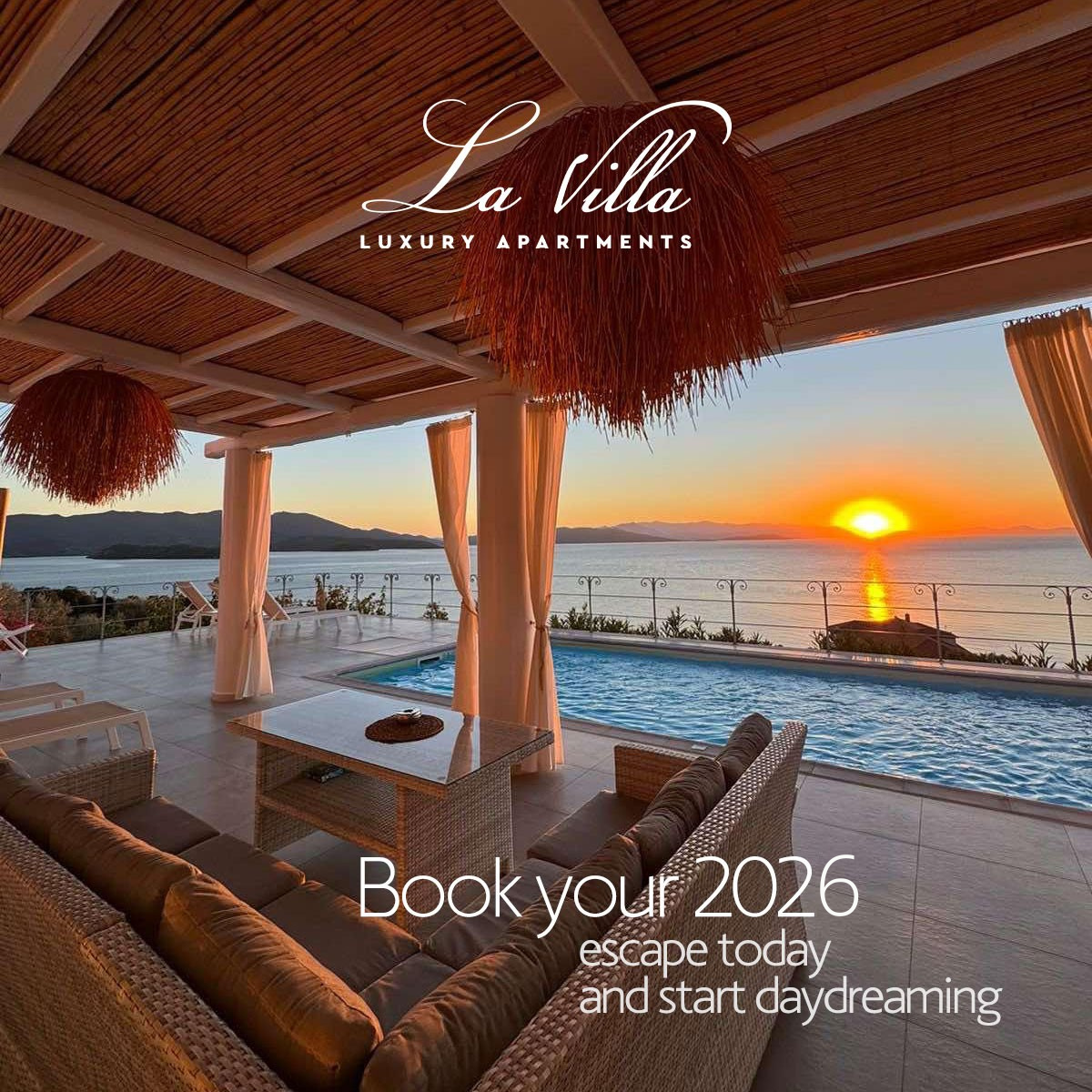 La Villa Luxury Apartments Facebook ad: Book a luxurious apartment in a Greek summer…